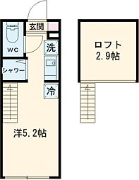 レジデンス・イン初台 2階ワンルームの間取り