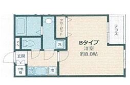 パークウエスト八王子 1階1Kの間取り