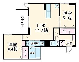 Green Village 2階2LDKの間取り