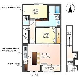 サングリーン 2階2LDKの間取り
