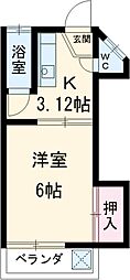 みつわマンション 3階1Kの間取り