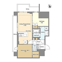 オアーゼ日暮里レジデンス 11階1SLDKの間取り