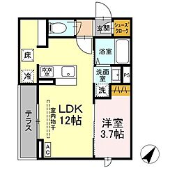 エスペリア淵野辺 1階1LDKの間取り