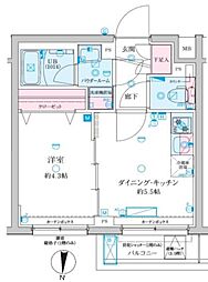 ジェノヴィア京成立石V 4階1DKの間取り