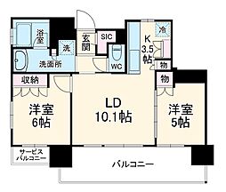 クレアホームズ千葉センタープレイス 11階2LDKの間取り