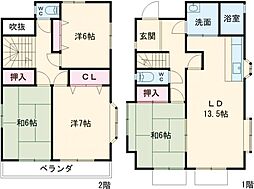 宮子町貸住宅 1階4LDKの間取り
