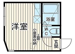 ユナイト港南リディアードパーク 2階ワンルームの間取り