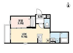 つくばエクスプレス 南流山駅 徒歩9分の賃貸アパート 2階1LDKの間取り