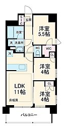 プレシス上福岡 8階3LDKの間取り