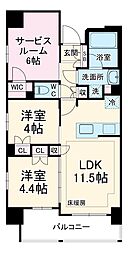 プレシス上福岡 3階2SLDKの間取り