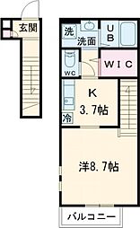 ＬＯＨＡＳ上井草 2階1Kの間取り