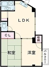 山惣マンション 4階2LDKの間取り