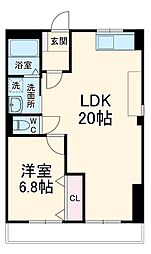 グリーンハイムハダノ 102 1階1LDKの間取り