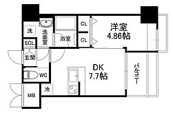 プレジオ難波ASIAN 11階1LDKの間取り