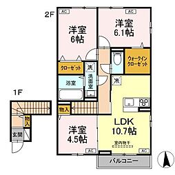 ガーネット I 2階3LDKの間取り