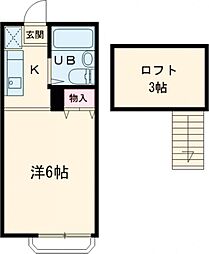 ピュアハウス国分寺 2階1Kの間取り