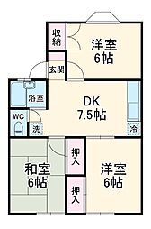ブライトンB 1階3DKの間取り