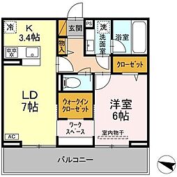 リシェスみのり台　C棟 3階1SLDKの間取り