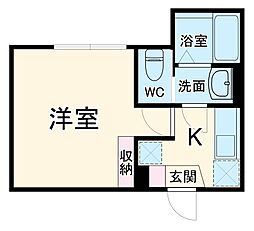 Crecia薬円台 3階1Kの間取り