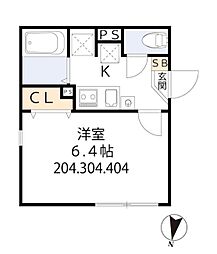グラシア・ベイ大森 4階1Kの間取り