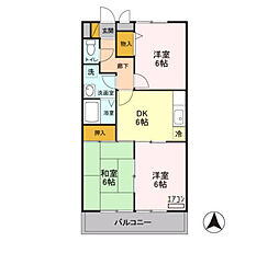プレヤーデン　Ａ 1階3DKの間取り