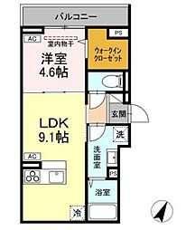 D-comodo深大寺北町 3階1LDKの間取り
