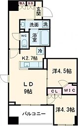 ASMACI　MAISON両国II 8階2LDKの間取り