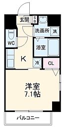 プランドール名駅 2階1Kの間取り