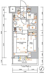 小田急小田原線 町田駅 徒歩9分の賃貸マンション 7階1LDKの間取り
