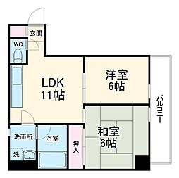 観タワーハウス 4階2LDKの間取り