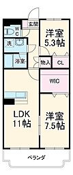カンタービレ 1階2LDKの間取り