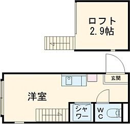 エルキュールテラス 1階ワンルームの間取り