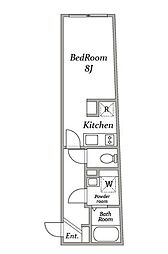 FABRIC大森町 4階ワンルームの間取り