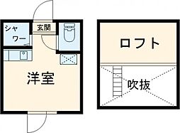 フェリスミラベル 1階ワンルームの間取り
