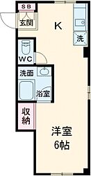 紅梅マンション 2階1DKの間取り