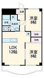 JR東海道新幹線 豊橋駅 徒歩27分の賃貸マンション 3階2LDKの間取り