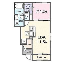セレニテ東豊田 1階1LDKの間取り