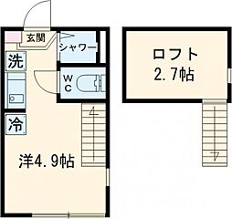 エスペランサ 平井 2階ワンルームの間取り