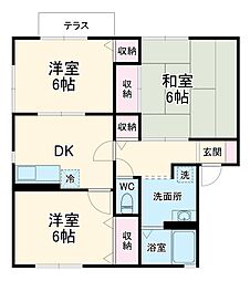 ドミールプランタン 2階3DKの間取り