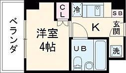 京王線 千歳烏山駅 徒歩4分の賃貸マンション 2階1Kの間取り