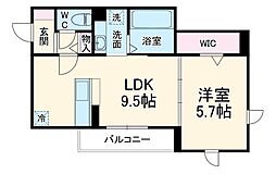 D-ROOM甲府市徳行3丁目 202 2階1LDKの間取り