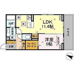 コニフェールI 1階1LDKの間取り