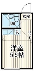 ユナイト阪東橋シドニーの杜 2階ワンルームの間取り