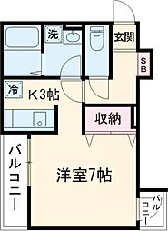 コンソラーレ長崎 2階ワンルームの間取り
