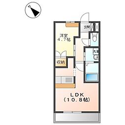 グレーシア 1階1LDKの間取り