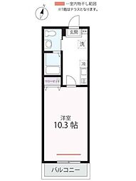 ハーミットクラブハウス鶴見市場II（仮） 2階1Kの間取り