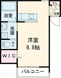 WoodyChaleur 2階ワンルームの間取り