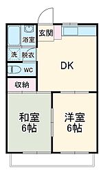 針ビル 3階2DKの間取り