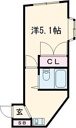 第11水沼ビル 3階1Kの間取り