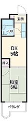 ビラ三秀中山 4階1DKの間取り